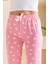 Kadın Beli Lastikli Çiçek Desenli Pijama Altı Pembe - 2059 7