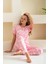 Kadın Bisiklet Yaka Kısa Kollu Çiçek Desenli Pijama Takım Pembe - 6016 7