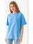 Kadın Bisiklet Yaka Cehaln Baskılı Pamuklu T-Shirt Mavi - 925015 4