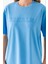 Kadın Bisiklet Yaka Cehaln Baskılı Pamuklu T-Shirt Mavi - 925015 7