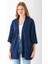Kadın Yarım Kol Çizgili Bürümcük Kimono Lacivert - 254406 2