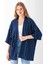 Kadın Yarım Kol Çizgili Bürümcük Kimono Lacivert - 254406 3