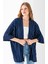 Kadın Yarım Kol Çizgili Bürümcük Kimono Lacivert - 254406 4