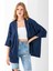Kadın Yarım Kol Çizgili Bürümcük Kimono Lacivert - 254406 5