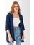 Kadın Yarım Kol Çizgili Bürümcük Kimono Lacivert - 254406 6