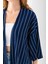 Kadın Yarım Kol Çizgili Bürümcük Kimono Lacivert - 254406 7