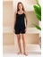Kadın Ip Askılı Şortlu Pamuk Karışımlı Kaşkorse Pijama Takımı Lacivert - 6015 3