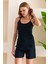 Kadın Ip Askılı Şortlu Pamuk Karışımlı Kaşkorse Pijama Takımı Lacivert - 6015 5
