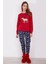 Deer Kırmızı Kadın Uzun Kol Pijama Takım 5