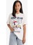 Kız Çocuk Snoopy Oversize Geniş Kalıp Bisiklet Yaka Kısa Kollu Tişört 4