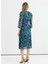 Kruvaze Yaka Emprime Saks Standart Kadın Elbise 25YSL7614 4