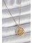 316L Çelik Gold Renk Zincr Mavi Taşlı Lotus Model Kadın Kolye 1