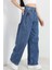 Büzgü Detaylı Baggy Kot Pantolon Lacivert 3