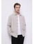 Regular Fit Shirt Neck Çizgili Erkek Bej Uzun Kol Gömlek 1