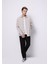 Regular Fit Shirt Neck Çizgili Erkek Bej Uzun Kol Gömlek 3