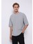 Oversize Fit Yuvarlak Yaka Düz Erkek Mavi Kısa Kol Tişört 1