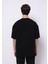 Oversize Fit Yuvarlak Yaka Düz Erkek Siyah Kısa Kol Tişört 2