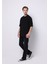 Oversize Fit Yuvarlak Yaka Düz Erkek Siyah Kısa Kol Tişört 3