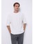 Oversize Fit Yuvarlak Yaka Düz Erkek Beyaz Kısa Kol Tişört 1
