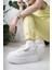 Dvm 1111 Beyaz Cırtlı Kalın Taban Kadın Sneakers 3