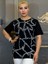 Abiye Bluz,yazlık,kadın,tişört, Taşli Işlemeli,pamuk Iplik,siyah,desenli,yüksek Kalite 1