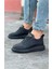 J301 Bağcıklı Ortopedik Taban Erkek Sneaker Günlük Ayakkabı St Siyah 1
