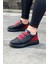 J029 Bağcıksız 3 Bant Lastikli Legend Ortopedik Taban Erkek Sneaker Günlük Ayakkabı St Siyah/kırmızı 2