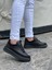 J006 Bağcıklı Ortopedik Taban Günlük Erkek Spor Sneaker Ayakkabı St Siyah 2