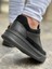 J006 Bağcıklı Ortopedik Taban Günlük Erkek Spor Sneaker Ayakkabı St Siyah 3