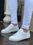 J122 Bağcıklı Ortopedik Taban Günlük Erkek Spor Sneaker Ayakkabı Bt Beyaz 1