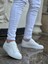 J122 Bağcıklı Ortopedik Taban Günlük Erkek Spor Sneaker Ayakkabı Bt Beyaz 2