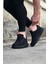 J018 Bağcıklı Ortopedik Taban Kot Kumaş Erkek Sneaker Günlük Ayakkabı St Siyah 4