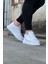 J018 Bağcıklı Ortopedik Taban Kot Kumaş Erkek Sneaker Günlük Ayakkabı Bt Beyaz 3