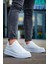 J007 Bağcıksız Lastikli Ortopedik Taban Tek Bant Erkek Spor Sneaker Ayakkabı Bt Beyaz 2