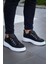 J-X4 Bağcıklı Ortopedik Taban Günlük Erkek Spor Sneaker Ayakkabı Bt Siyah 1