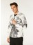 Beyaz Erkek Fermuarlı Basic Desenli T-Shirt D4WM-TST3998 1