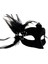 Siyah Süet Tüylü Beyaz Incili Parti Maskesi 2