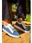 J110 Bağcıklı Ortopedik Taban Triko Erkek Spor Sneaker Ayakkabı Bt Mavi 1