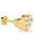 Yarısı Taşlı Kalp 14 Ayar Altın Tragus Piercing 1
