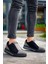 J007 Bağcıksız Lastikli Ortopedik Taban Tek Bant Süet Erkek Spor Sneaker Ayakkabı St Siyah/gri 1