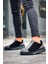 J007 Bağcıksız Lastikli Ortopedik Taban Tek Bant Süet Erkek Spor Sneaker Ayakkabı St Siyah/gri 3