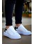 J-X500 Bağcıklı Ortopedik Taban Günlük Erkek Spor Sneaker Ayakkabı Bt Beyaz/siyah 2