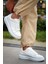 J-X500 Bağcıklı Silver Baskılı Ortopedik Taban Günlük Erkek Spor Sneaker Ayakkabı Bt Beyaz 3