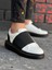 J040 Bağcıksız Kalın Lastikli Ortopedik Taban Günlük Erkek Spor Sneaker Ayakkabı St Beyaz/siyah 3