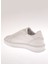 Beyaz Kadın Deri Sneaker 22408 D 5