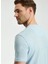 Saf Keten Mavi Bisiklet Yaka T-Shirt 3