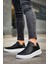 J007 Bağcıksız Lastikli Ortopedik Taban Tek Bant Erkek Spor Sneaker Ayakkabı Bt Siyah 2