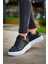 J007 Bağcıksız Lastikli Ortopedik Taban Tek Bant Erkek Spor Sneaker Ayakkabı Bt Siyah 4