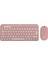Pebble 2 Set Çoklu Cihaz Özellikli Sessiz Kablosuz Türkçe Q Klavye ve Mouse Seti - Pembe 1