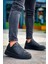 J007 Bağcıksız Lastikli Ortopedik Taban Tek Bant Erkek Spor Sneaker Ayakkabı St Siyah 1